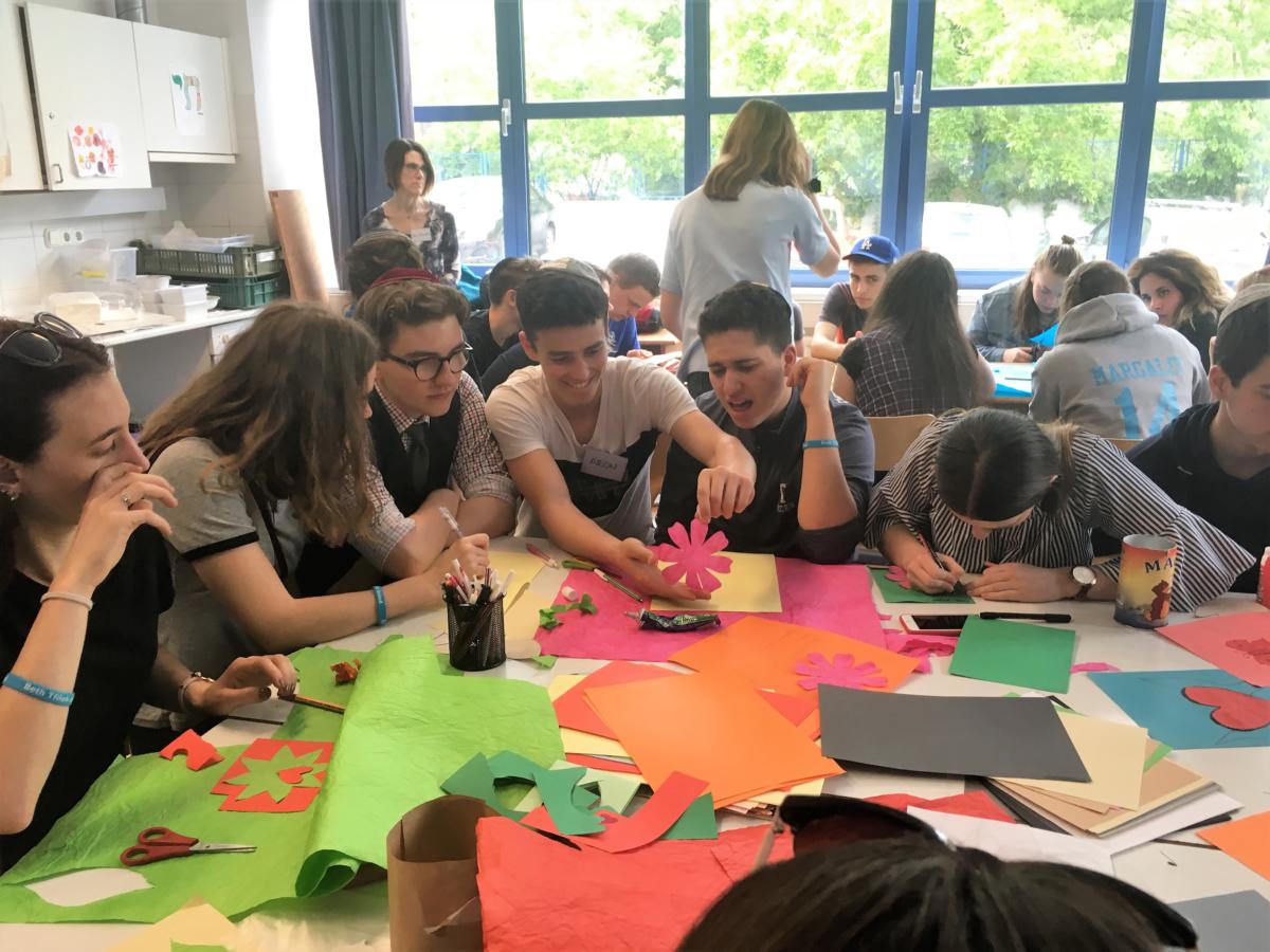 Making cards for the elderly prior to visiting with them