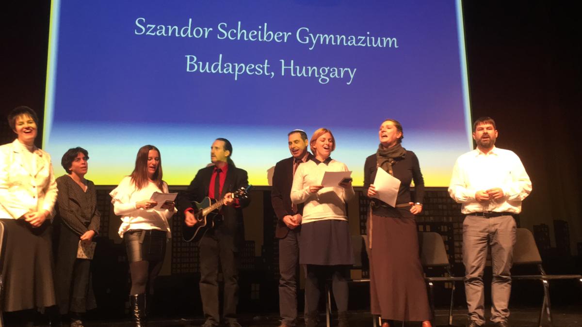 Musical presentation at Friday morning assembly by the Hungarian educators of Scheiber Sandor Gimnazium