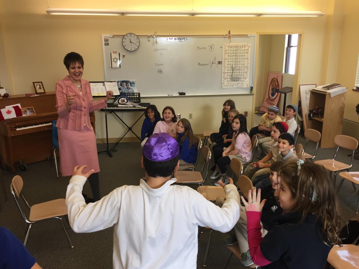 Third grade class acting out a traditional Hungarian winter song with Rebeka Szucs, SSG educator 