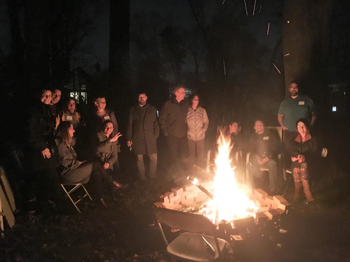 Welcome dinner and s'mores at Rabbi Soskil