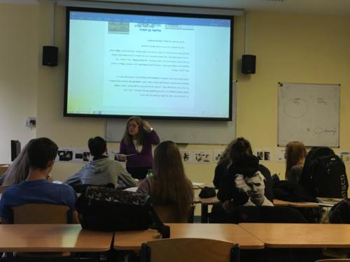Yaffa Malashock enjoying teaching Hebrew to the Lauder students