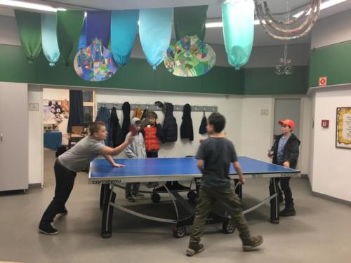 Ping pong fun in the hallway