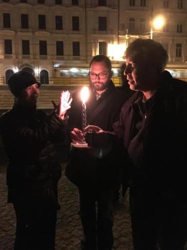 Havdalah at the Shoe Memorial along the bank of the River Danube