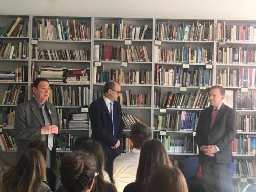 Students meet with David Kostelancik, Deputy Chief of Mission, U.S. Embassy Budapest, Hungary.