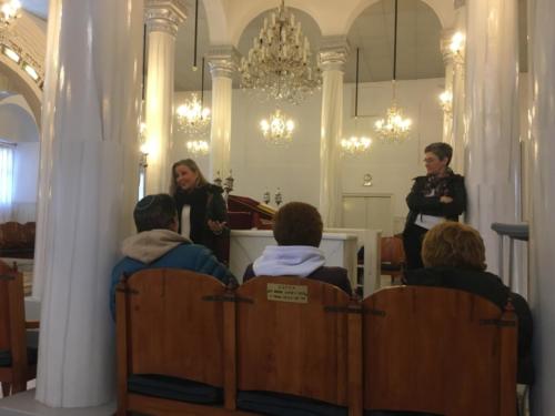 Meeting with Betty and Alina, members of the Jewish Community in Larrisa, at their beautiful synagogue